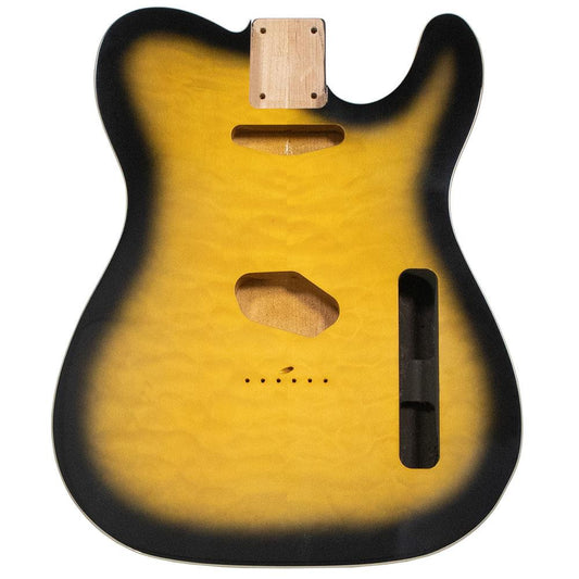 2 Tone Sunburst Telecaster Style Body, Quilted Maple Top