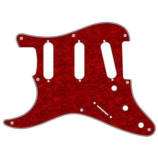 Left Handed 8-Hole Stratocaster Compatible Scratchplate  - Red Pearl 3-ply