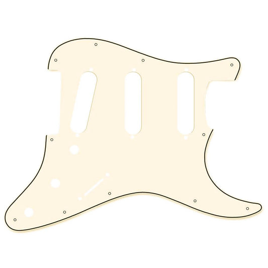 11-Hole Stratocaster Compatible Scratchplate Pickguard SSS Vintage White 3-ply