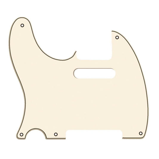 Left Handed 5-Hole Telecaster Compatible Scratchplate - Vintage White 3-ply