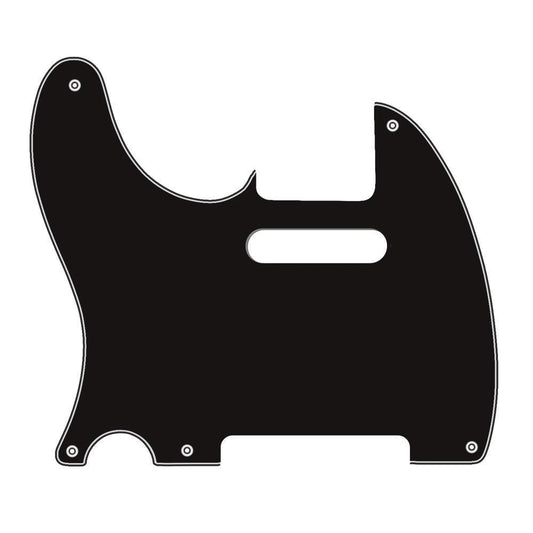 Left Handed 5-Hole Telecaster Compatible Scratchplate - Black 3-ply