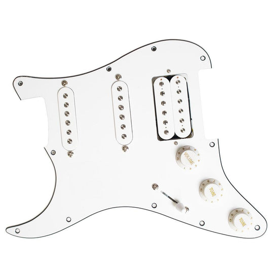 Pre-Wired Left Hand HSS Stratocaster Compatible Scratchplate White