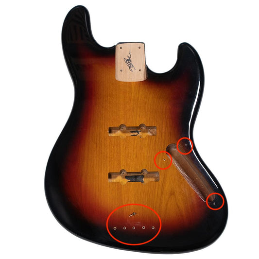 B Stock Jazz Bass Compatible Guitar Body - 3 Colour Sunburst