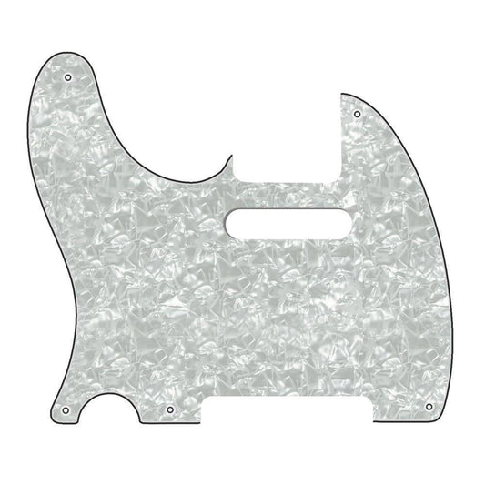 Left Handed 5-Hole Telecaster Compatible Scratchplate - White Pearl 3-ply
