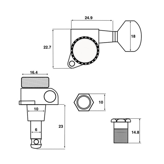 JN07L Locking Guitar Tuning Machine Heads 6-in-line RH