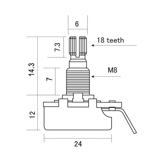 Alpha 500k Split Shaft Potentiometer
