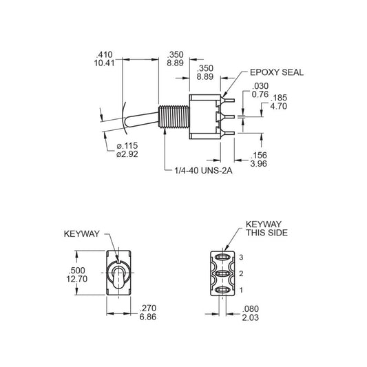 SPDT on-on Mini Toggle Guitar Switch (Gilmour Mod)