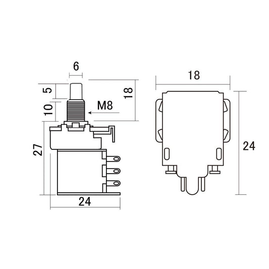 Alpha Push Pull 500K Potentiometer - Solid Shaft