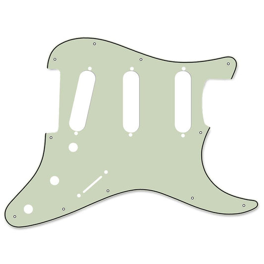 11-Hole Stratocaster Compatible Scratchplate Pickguard SSS Mint Green 3-ply