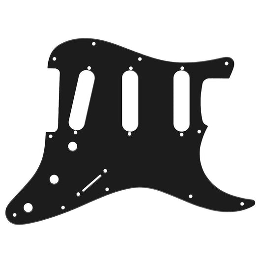 11-Hole Stratocaster Compatible Scratchplate Pickguard SSS Black 1-ply