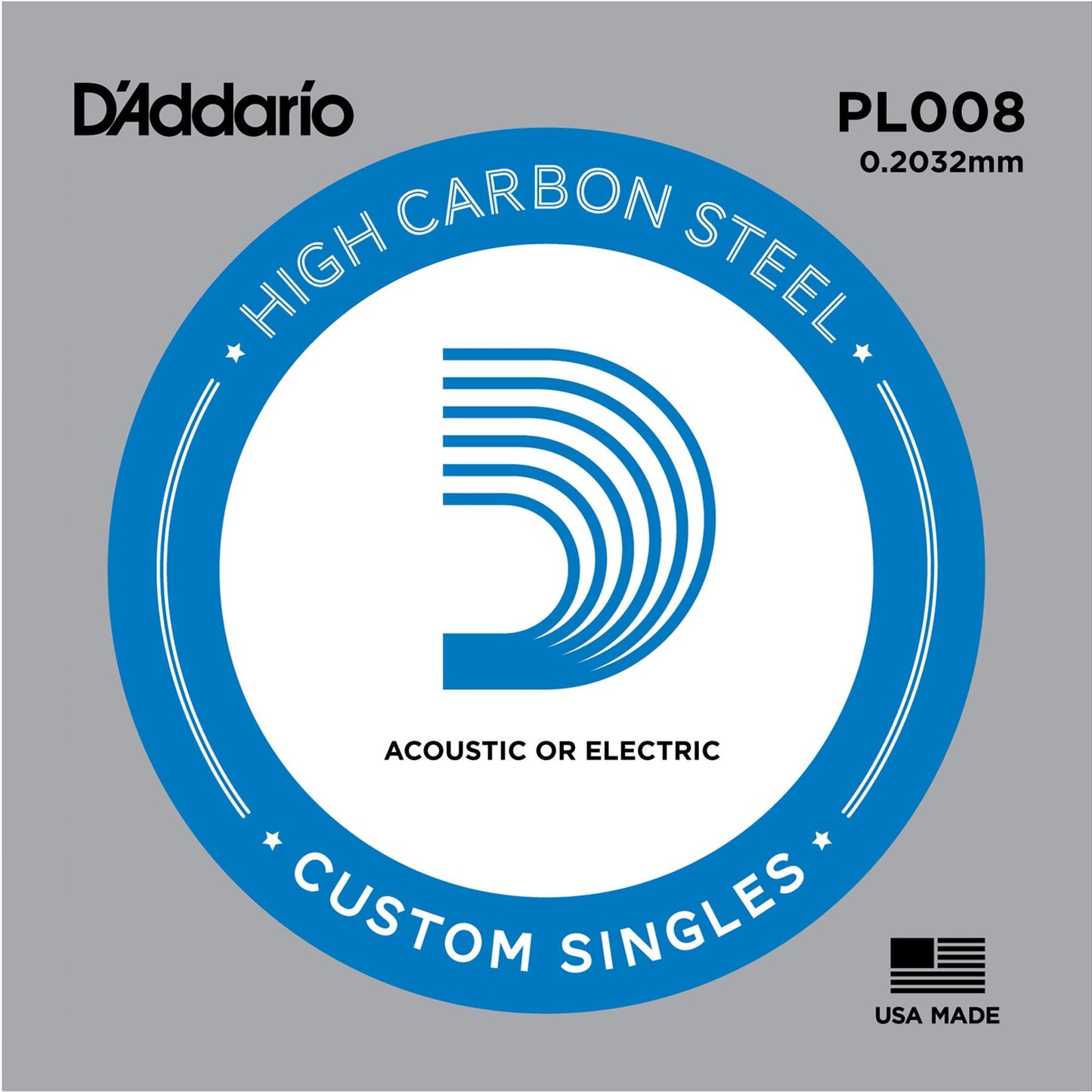 Daddario PL008 Plain Steel Guitar Single String, .008