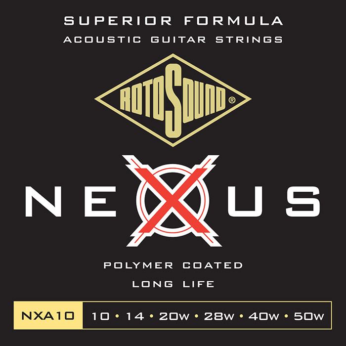 Rotosound NXA10 Nexus Clear Polymer Coated Acoustic Guitar Strings Gauge 10-51