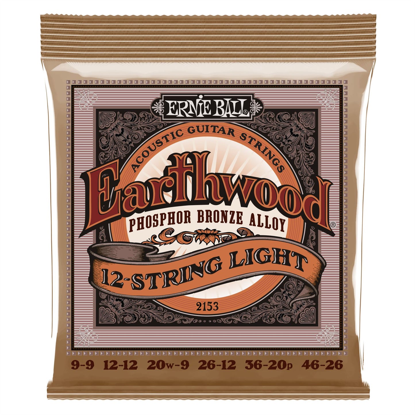 Ernie Ball Earthwood Phosphor Bronze 12 String Acoustic Guitar Strings - Light