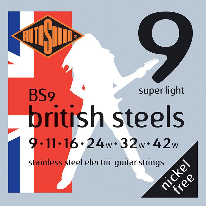 Rotosound BS9 British Steels Electric Guitar Strings Gauge 9-42