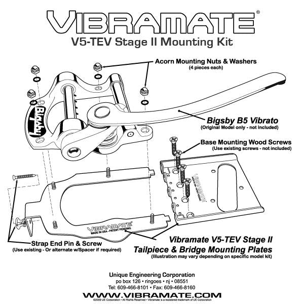 Vibramate V5 Stage II Vintage Telecaster Scalloped Humbucker Bridge Mounting Kit