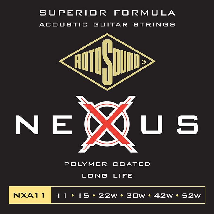 Rotosound NXA11 Nexus Clear Polymer Coated Acoustic Guitar Strings Gauge 11-52