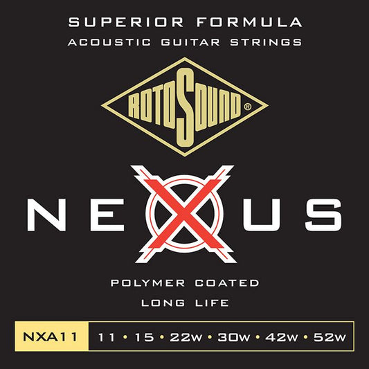 Rotosound NXA11 Nexus Clear Polymer Coated Acoustic Guitar Strings Gauge 11-52