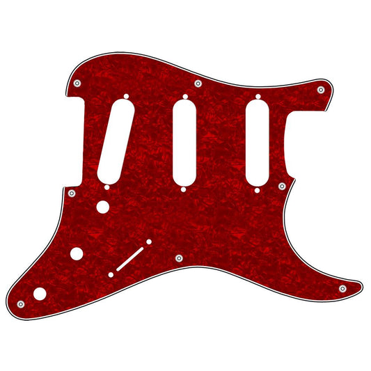 8-Hole Stratocaster Compatible Scratchplate Pickguard SSS - Red Pearl 3-ply