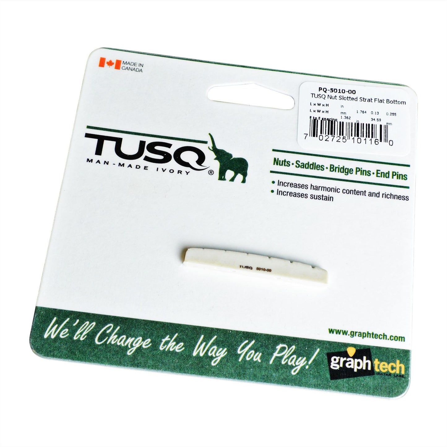Graphtech PQ-5010-00 Slotted Tusq Nut Flat Bottom for Stratocaster / Telecaster etc..