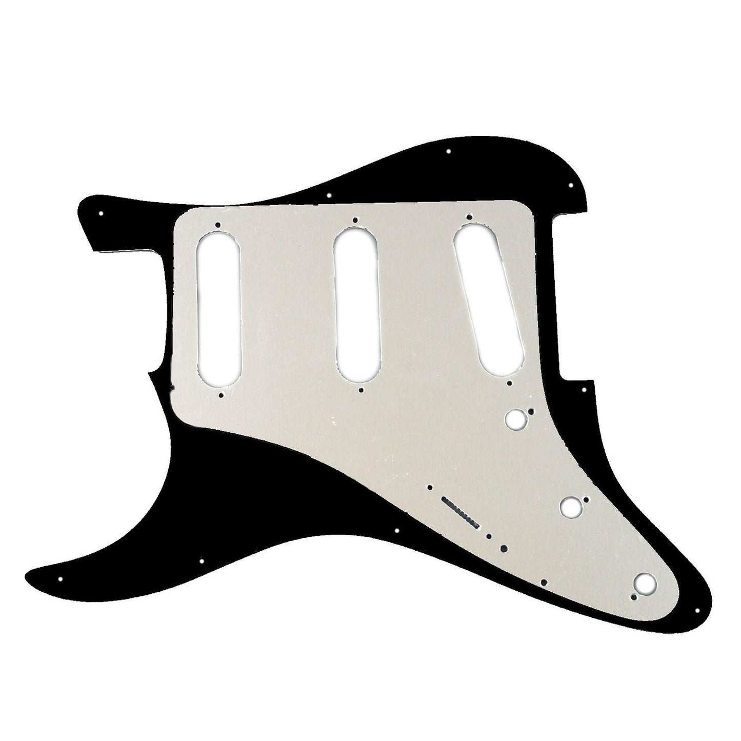 8-Hole Stratocaster Compatible Scratchplate Pickguard SSS - Black Pearl 3-ply