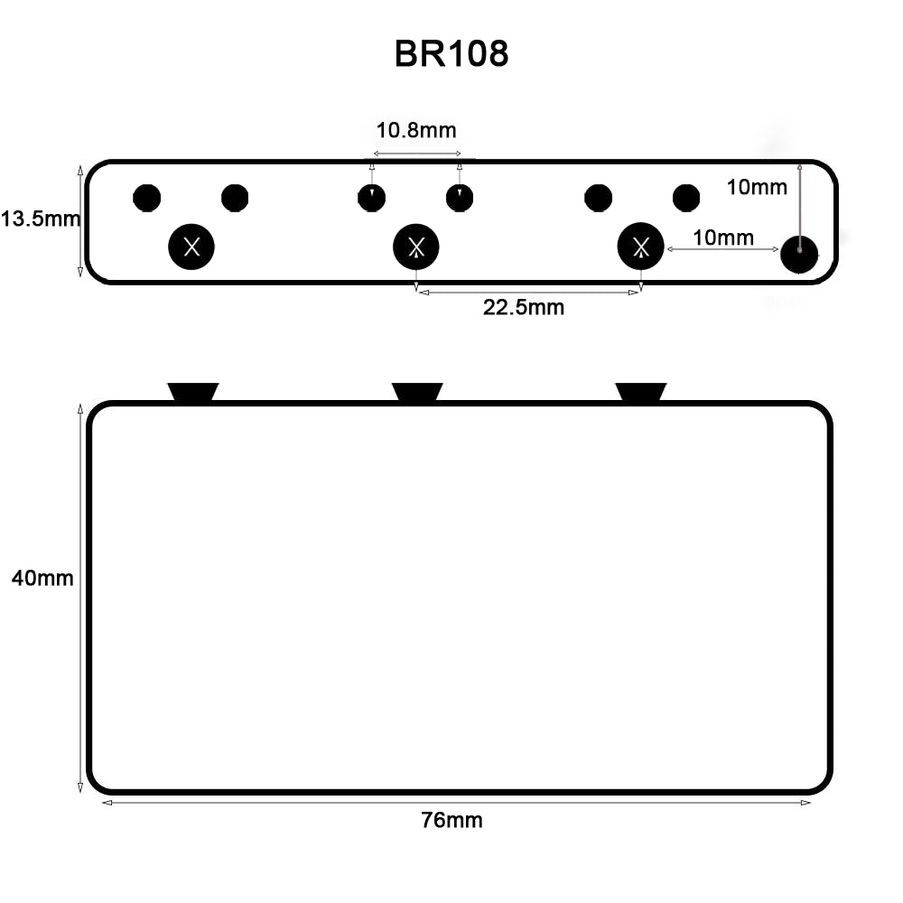 Solid Brass Tremolo Block 10.8mm String Spacing