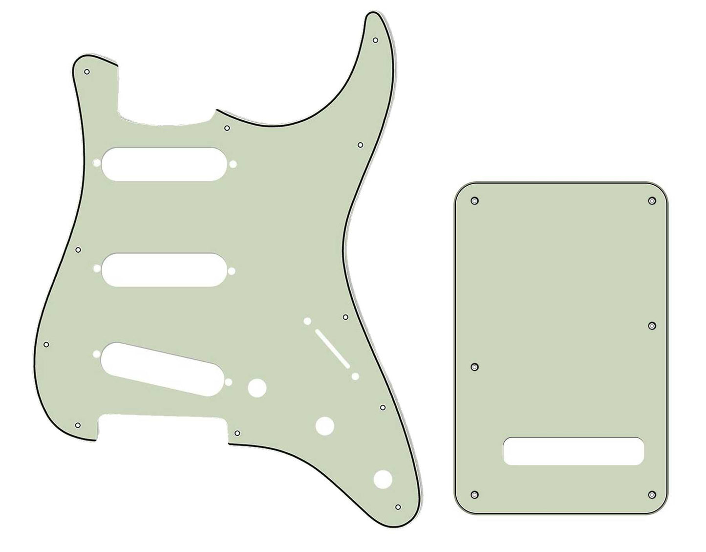 11-Hole Stratocaster Compatible Scratchplate Pickguard SSS & Backplate Tremolo Cover Combo - Mint Green 3-ply