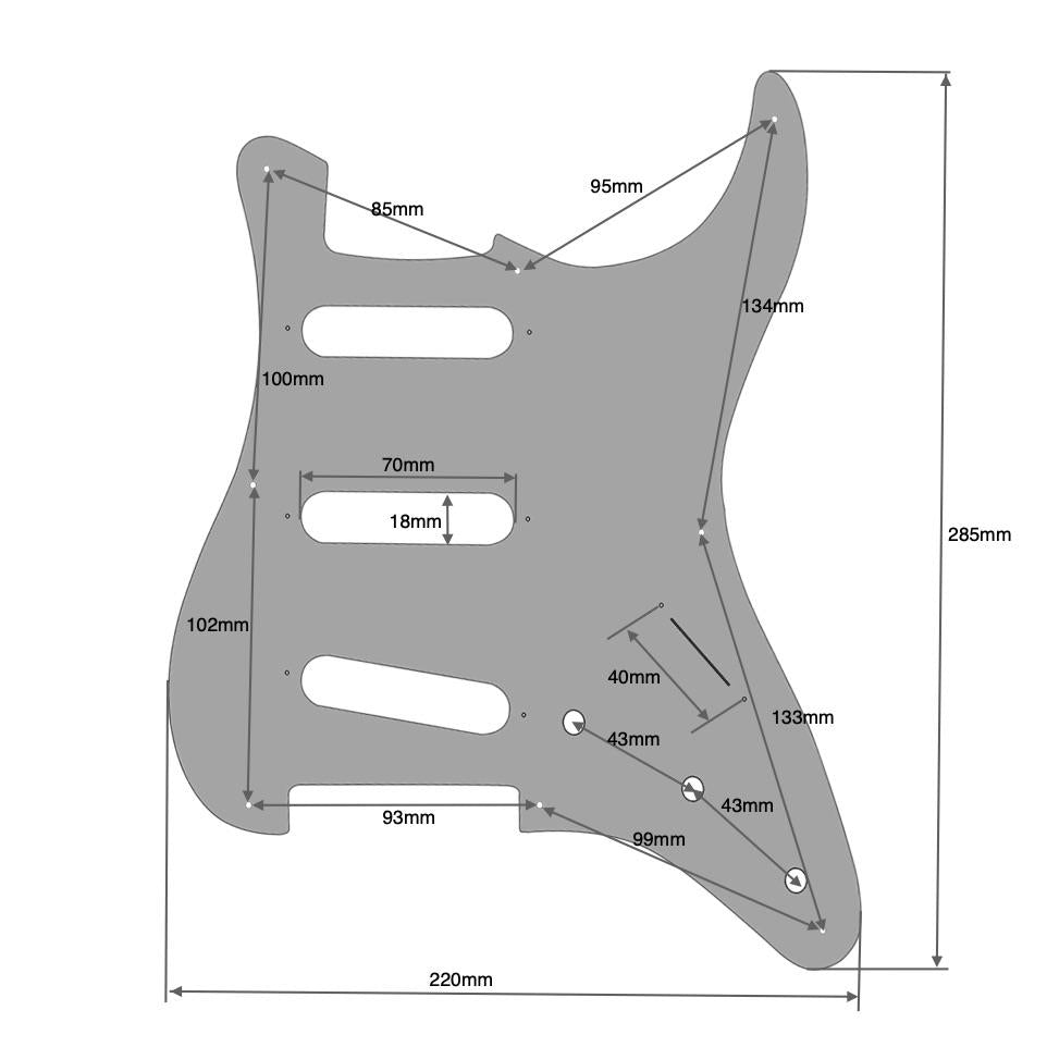 8-Hole Stratocaster Compatible Scratchplate Pickguard SSS - Black 3-ply