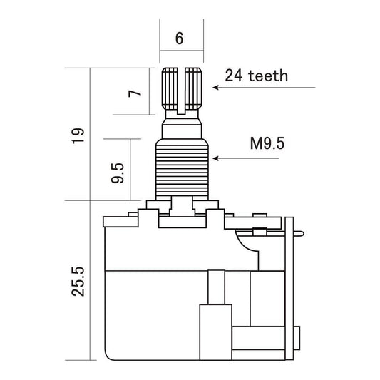 CTS 250K Push Pull Short Shaft Potentiometer - Audio Taper