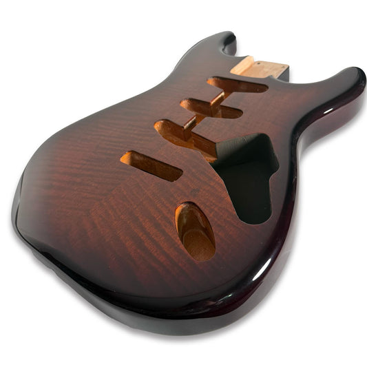 Stratocaster Compatible Body with Flame Maple Top - Brown