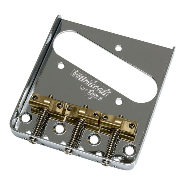 Wilkinson WTBS Chevalet Court Telecaster En Laiton Compensé à 3 Selles Pour Guitare Electrique Humbucker Tele Style Ou Vintage Chrome