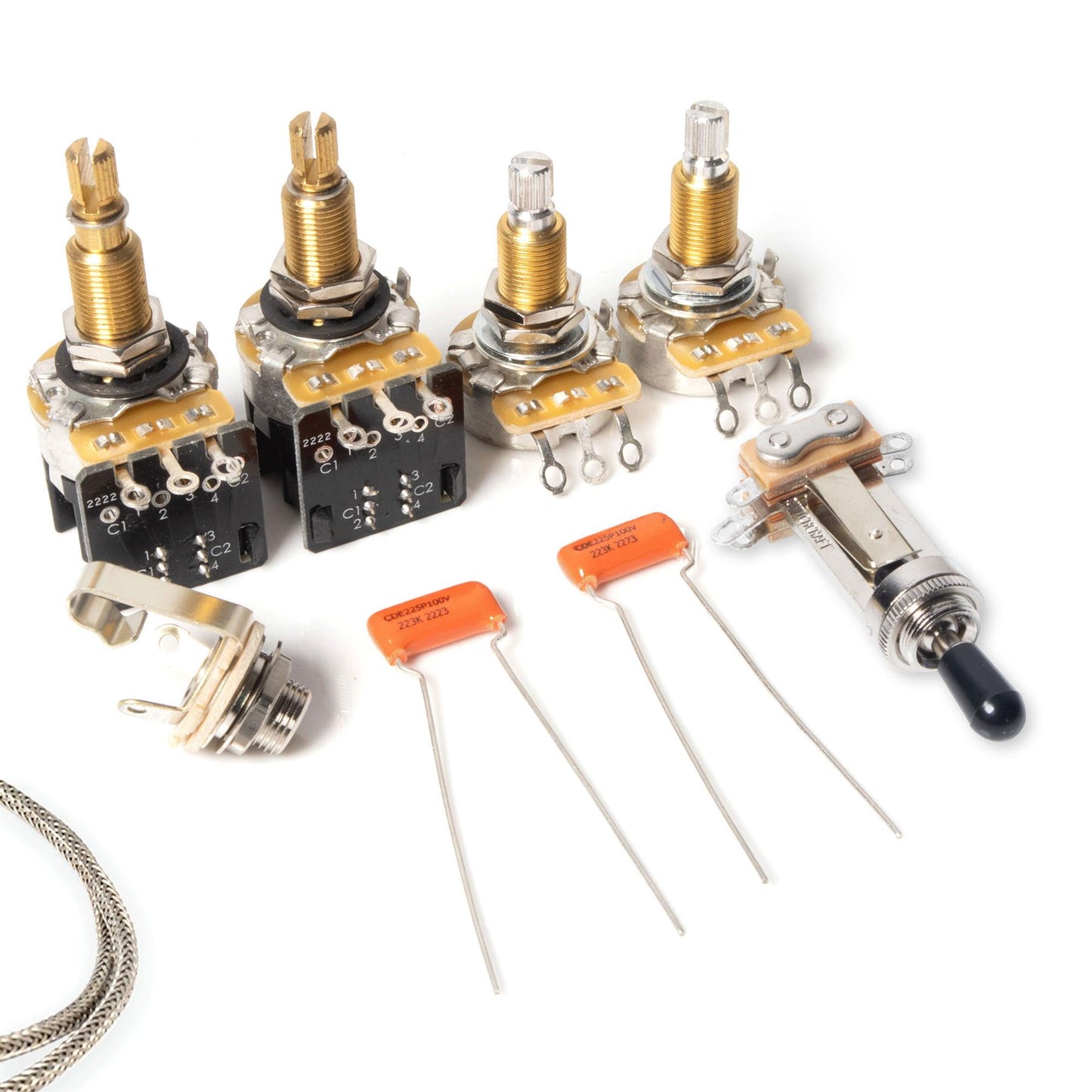 Les Paul Coil Split Wiring Kit - Switchcraft Toggle, Orange Drop Caps
