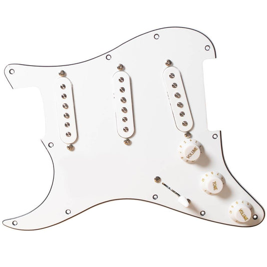 Pre-Wired Left Hand SSS Stratocaster Compatible Scratchplate White