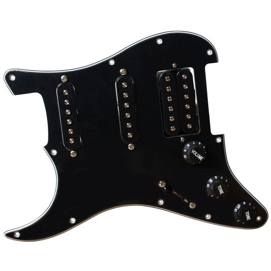 Pre-Wired Left Hand HSS Stratocaster Compatible Scratchplate Black
