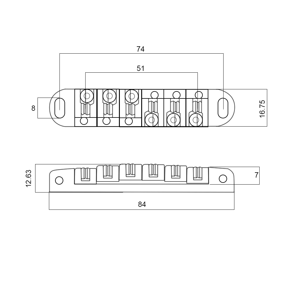 Roller Saddle Tune-o-matic Bridge with Fully Adjustable Saddles