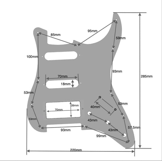 Anodized 11 hole HSS Stratocaster Compatible Scratchplate