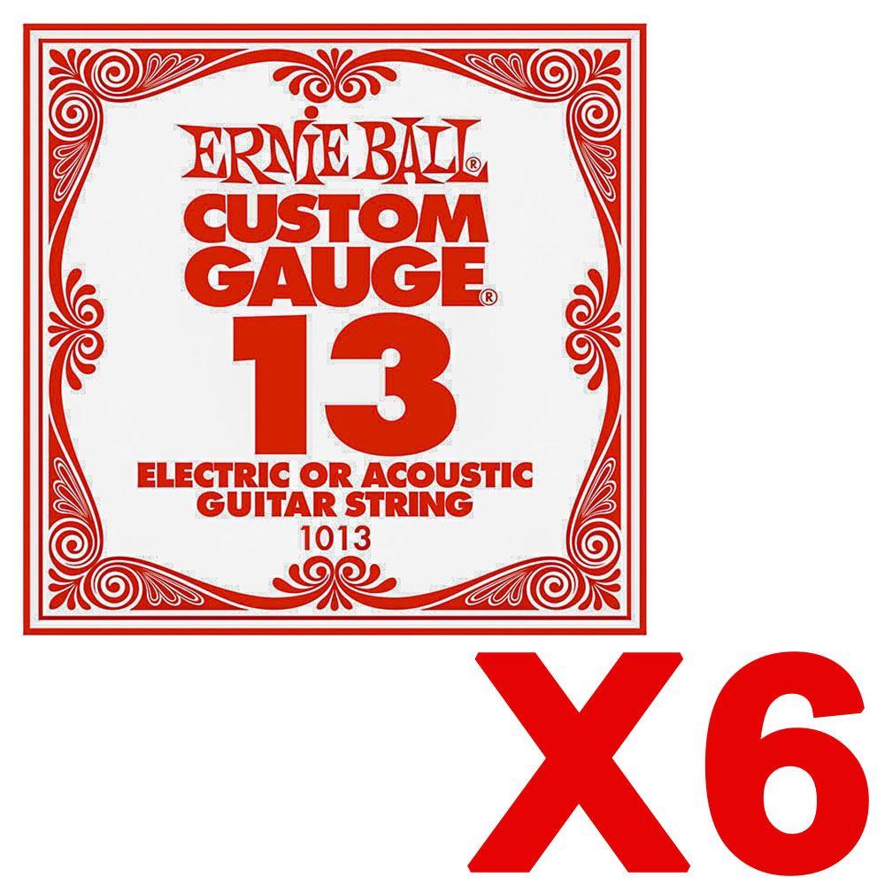 Ernie Ball 6 Pack of Single Gauge Ball End Strings for Electric Acoust ...