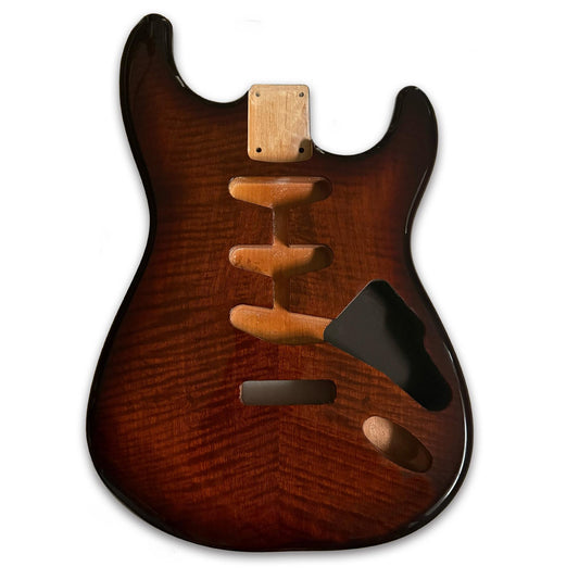 Stratocaster Compatible Body with Flame Maple Top - Brown