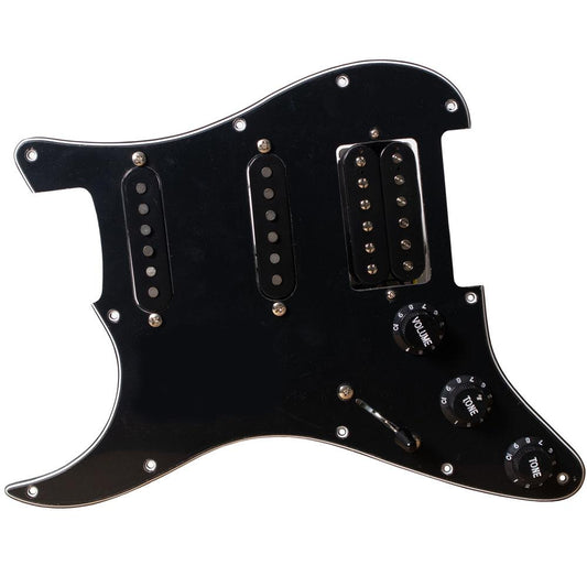 Pre-Wired Left Hand HSS Stratocaster Compatible Scratchplate Alnico V Black