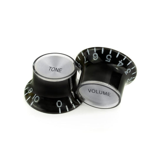 Top Hat Volume/Tone Knobs Black/Silver for Gibson/Epiphone