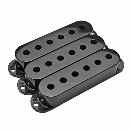 Stratocaster Compatible Single Coil Pickup Cover Set 52mm Pole Spacing Black