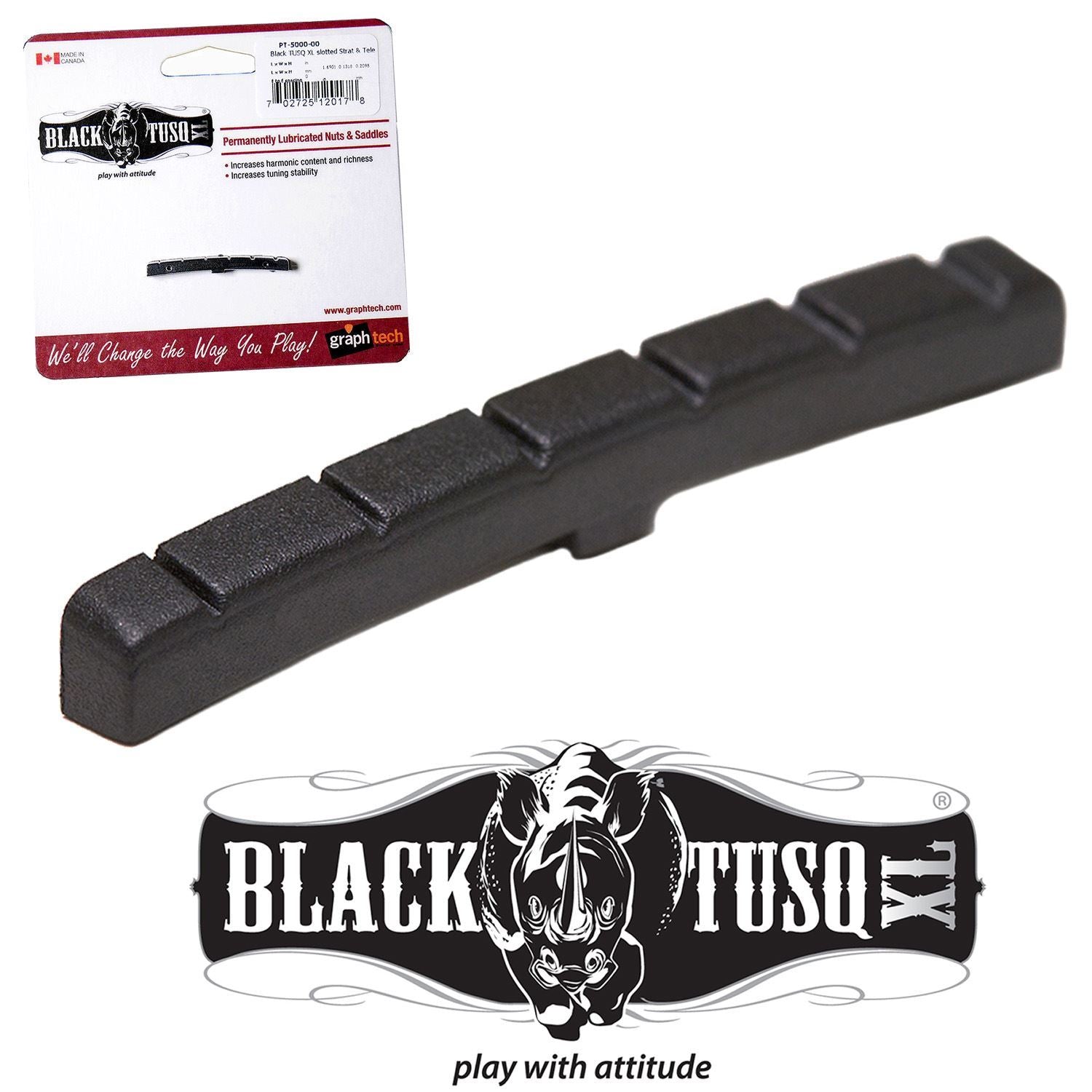 Black Tusq XL PT-5000-00 Sillet De Tête Encoches Fender Style Pour Guitare