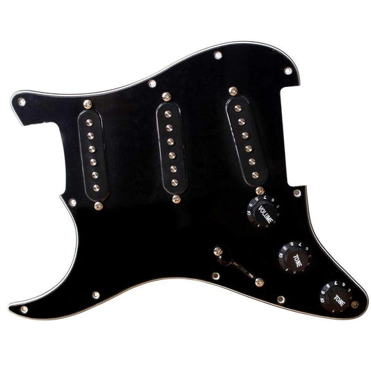Pre-Wired Left Hand SSS Stratocaster Compatible Scratchplate Black