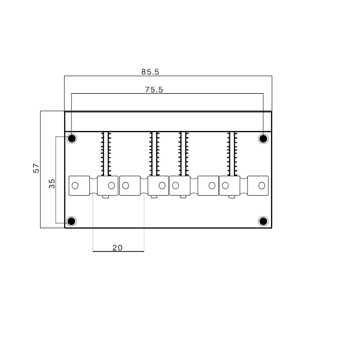 4 String Top loading Bass Guitar Bridge BB012