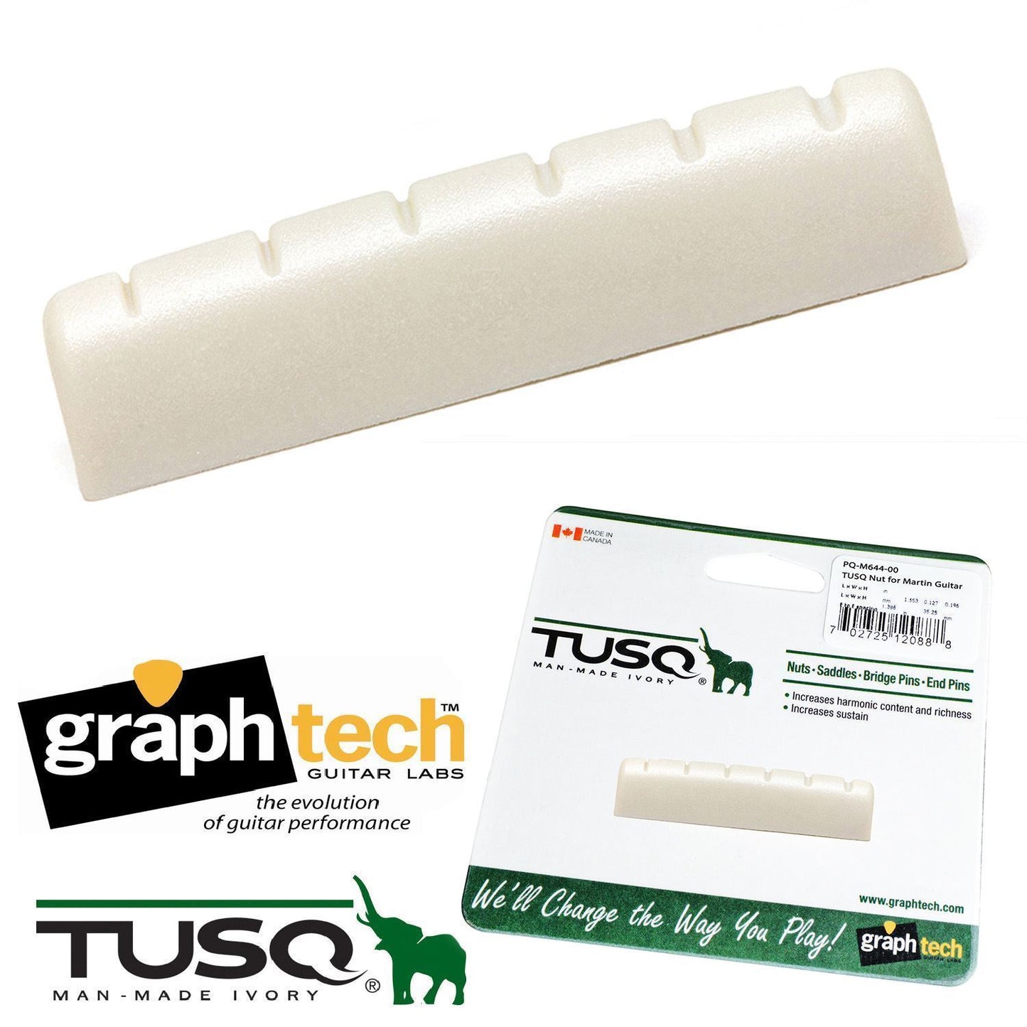Graphtech PQ-M644-00 Slotted Tusq Nut 3/4 inch for Martin Guitars