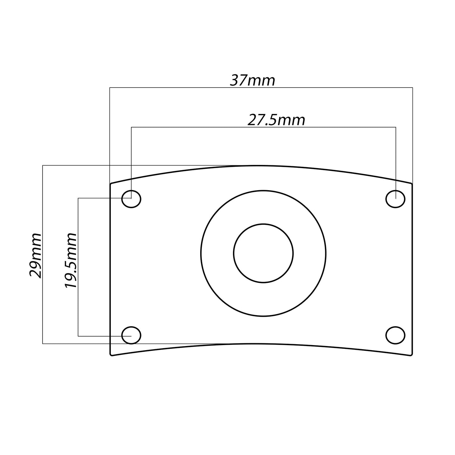 Rectangular Curved Jack Plate for Electric Guitar
