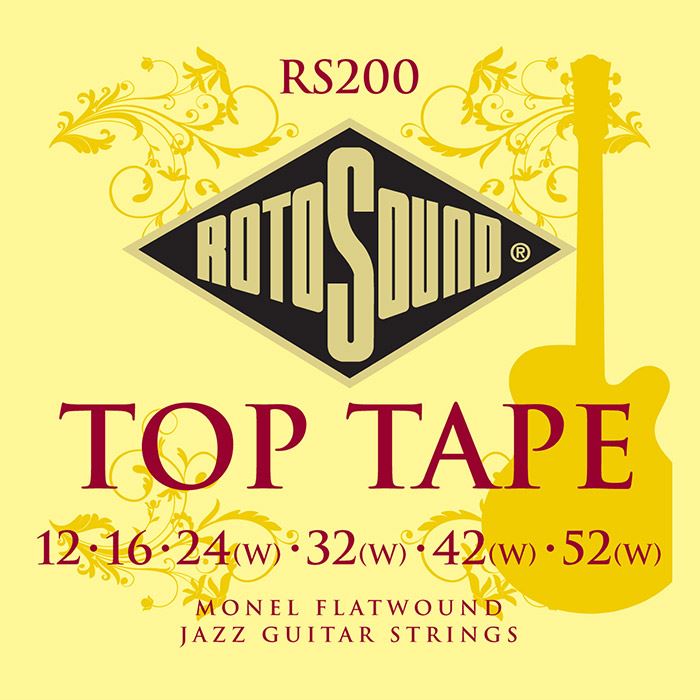 Rotosound RS200 Top Tape Monel Flatwound Electric Guitar Strings 12-52 Gauge