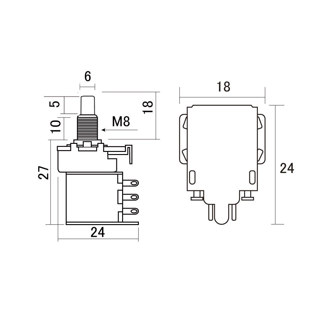 Alpha Solid Shaft 250K Push-Pull Potentiometer