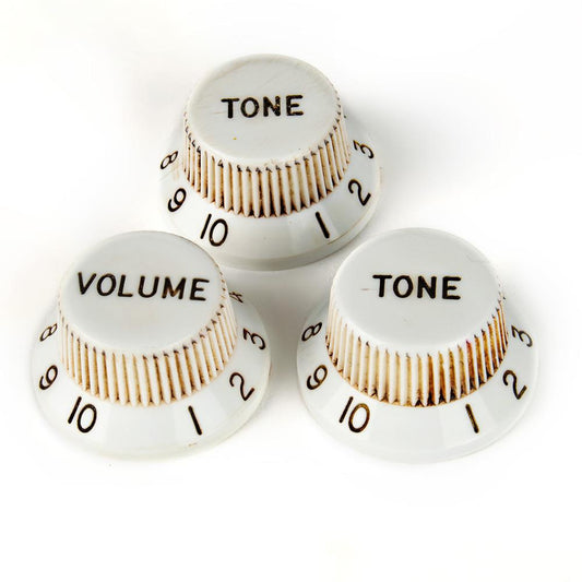 Hosco Master Relic 50’s Stratocaster Compatible Rounded Volume/Tone Knobs - White