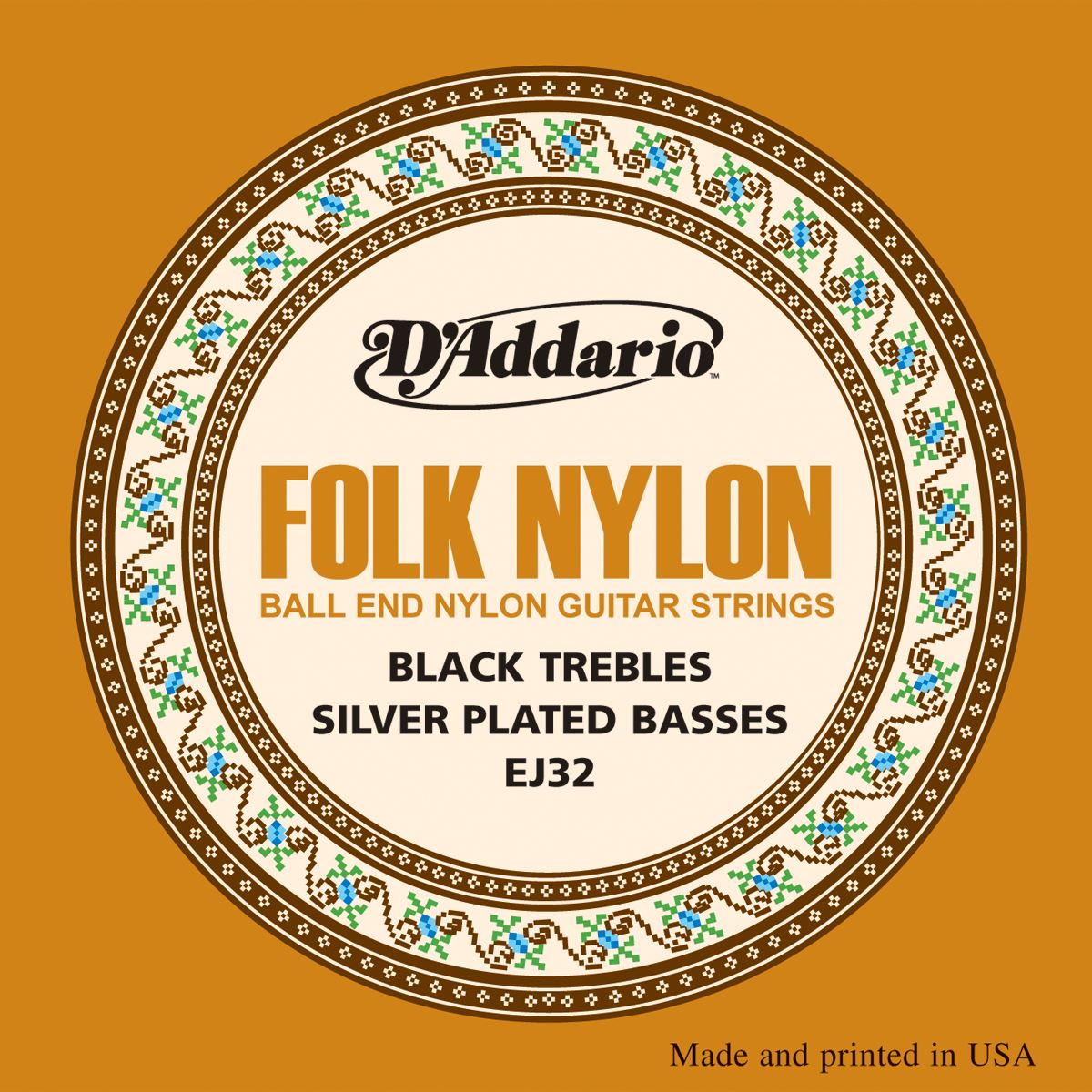Daddario Folk Nylon Silver Wound/Ball End Black Trebles Strings - Folk/Classical