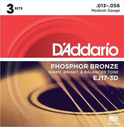 Daddario Phosphor Bronze 3 Set Value Medium 13-56 Strings - Phosphor Bronze Acoustic